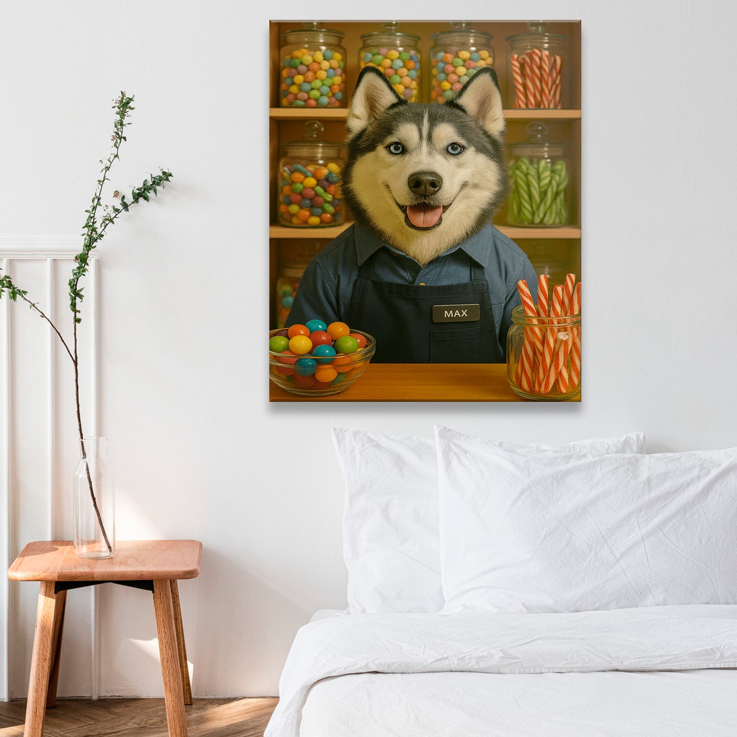 Custom Photo Candy Shop Dog Canvas Gift For Dog Lovers