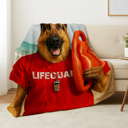 Custom Photo Lifeguard Dog BlanketGift For Dog Lovers