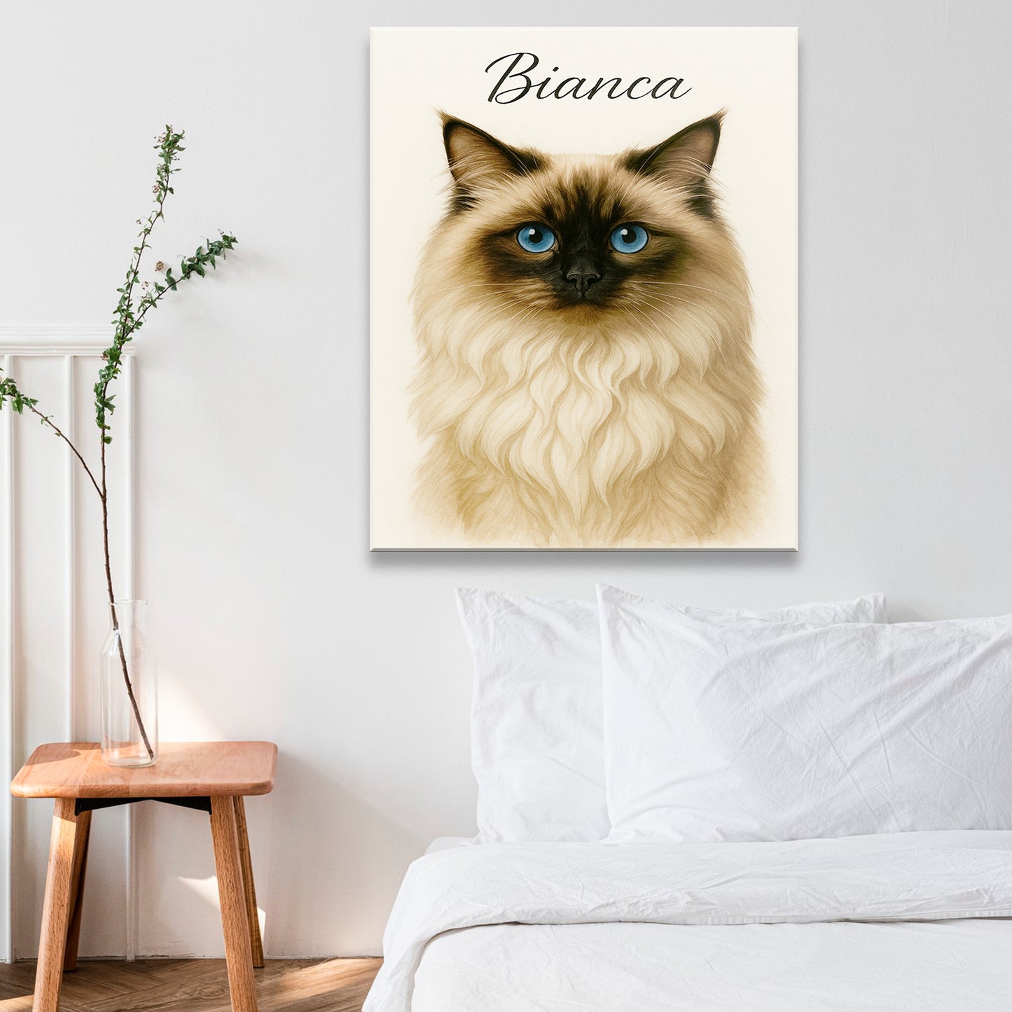Custom Cat Portraint And With Name Canvas