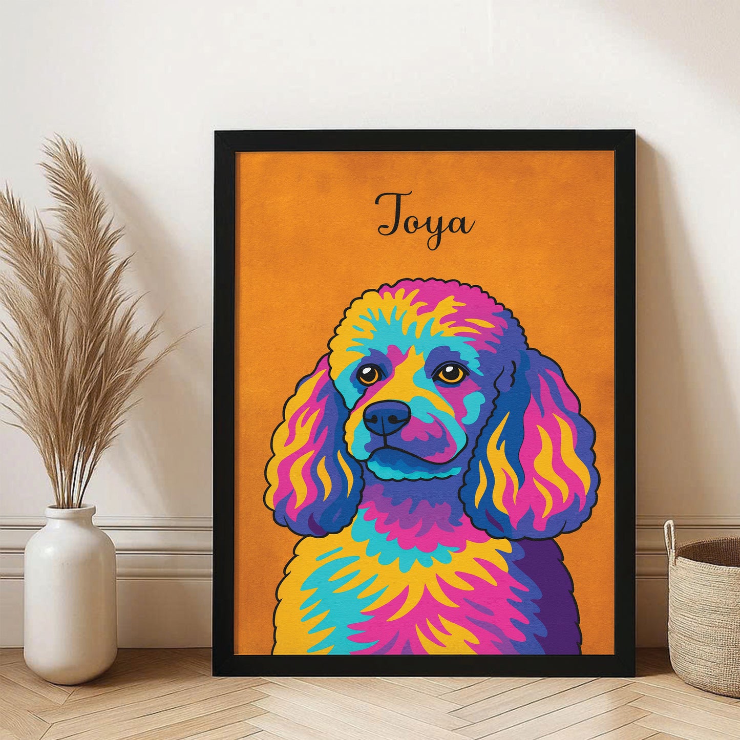 Custom Photo Minimalist Dog Canvas Framed Wall Art Gift For Dog Lovers