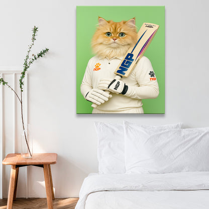 Custom Photo Cricketer Cat Canvas Gift For Cat Lovers