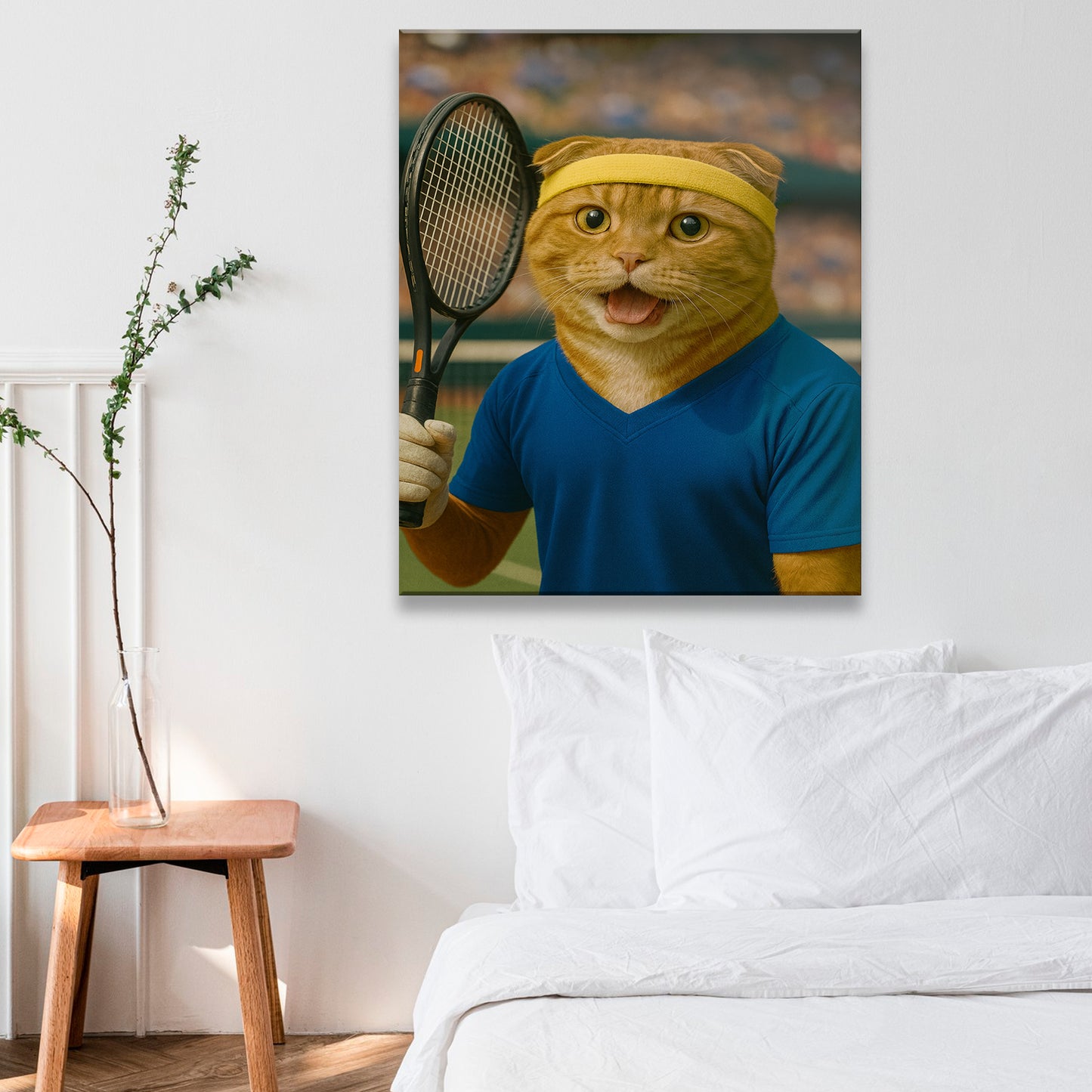 Custom Photo Tennis Player Cat Canvas Gift For Cat Lovers