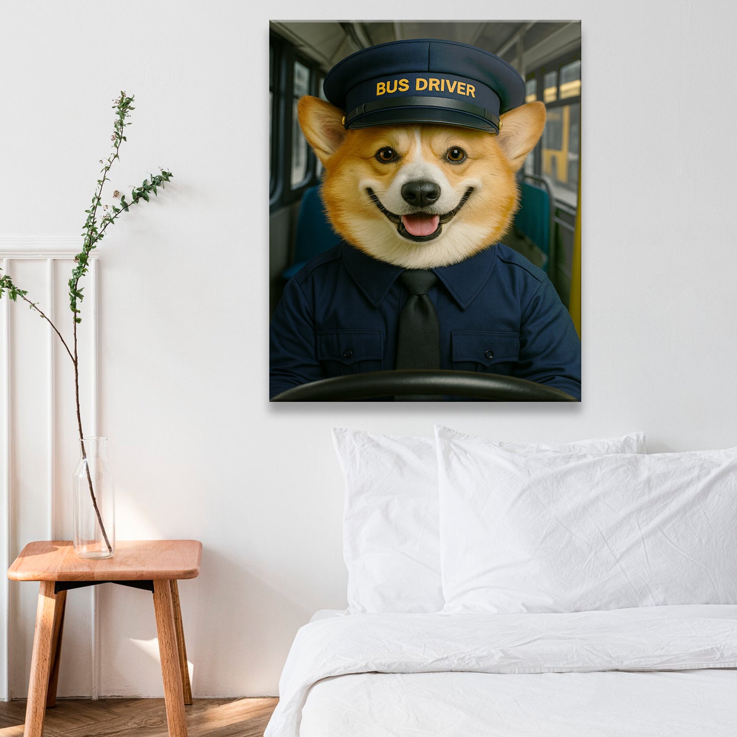Custom Photo Bus Driver Dog Canvas Gift For Dog Lovers