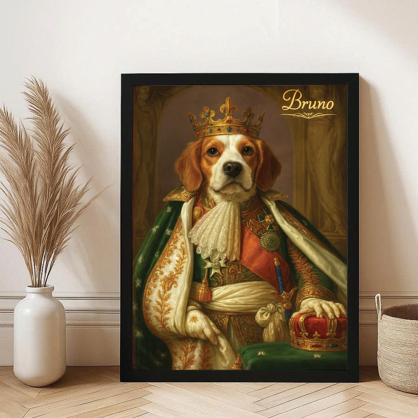Custom Photo Napoleon Dog Canvas Framed Wall Art Gift For Dog Lovers