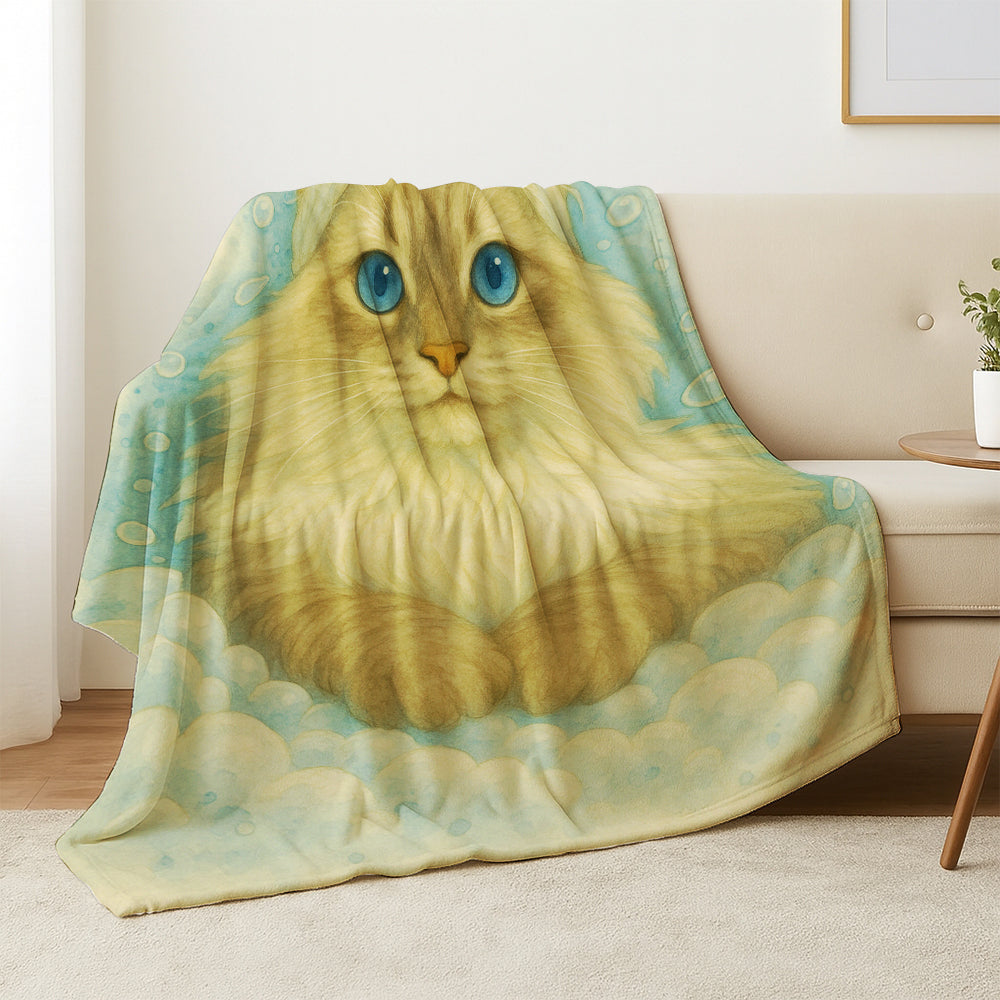 Custom Cat Potrait In Bathroom Blanket