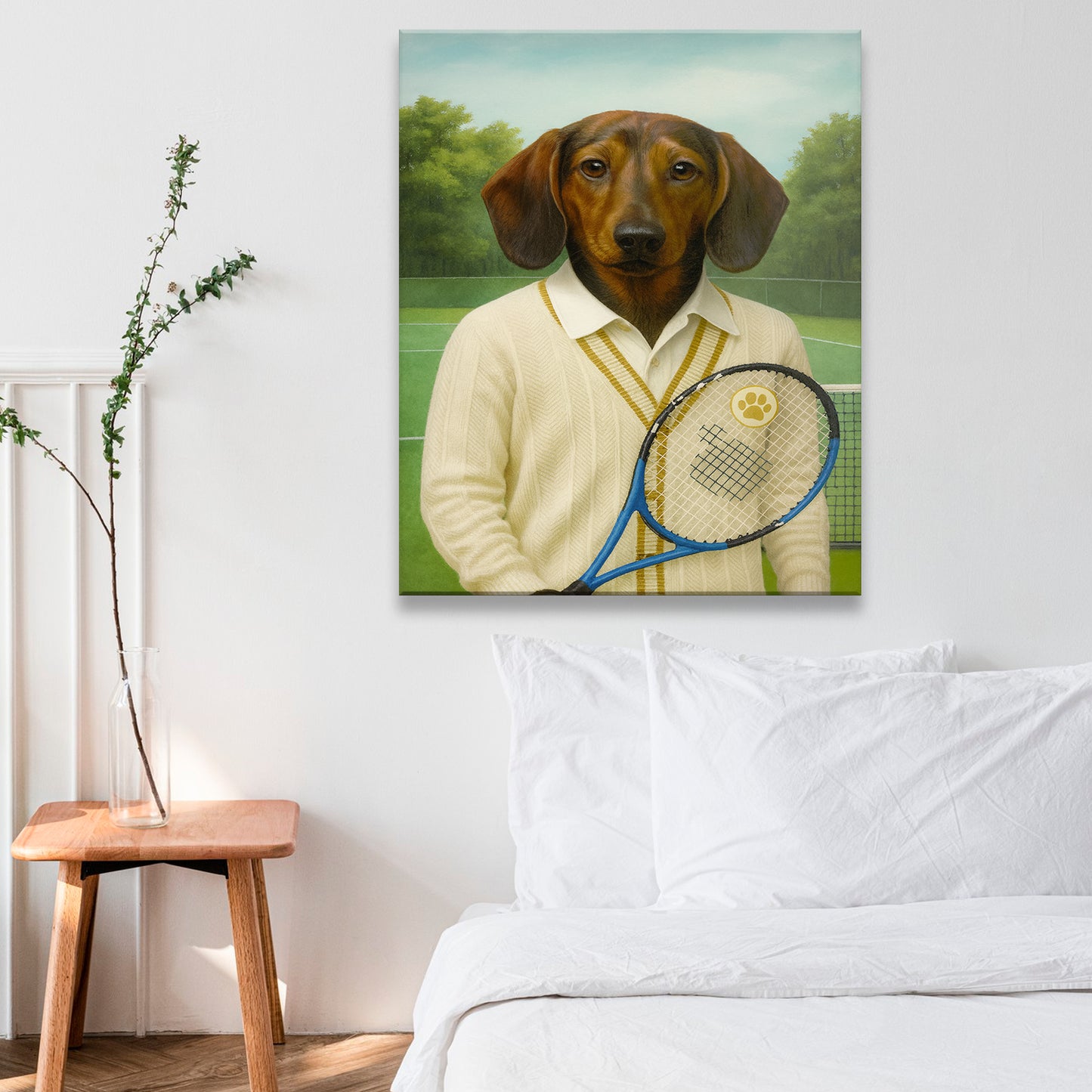 Custom Photo Tennis Player Dog Canvas