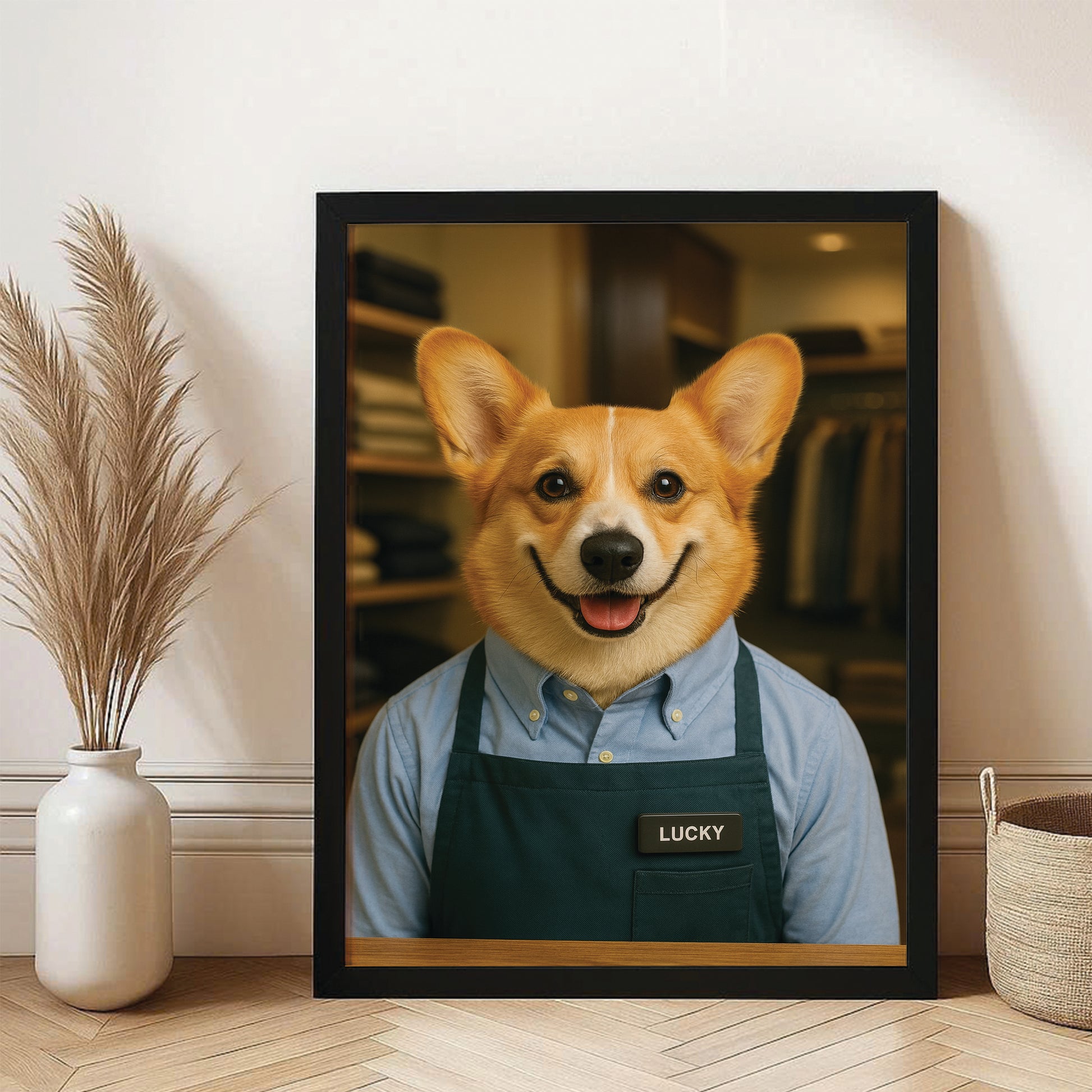 Custom Photo Clothing Store Dog Canvas Framed Wall Art Gift For Dog Lovers
