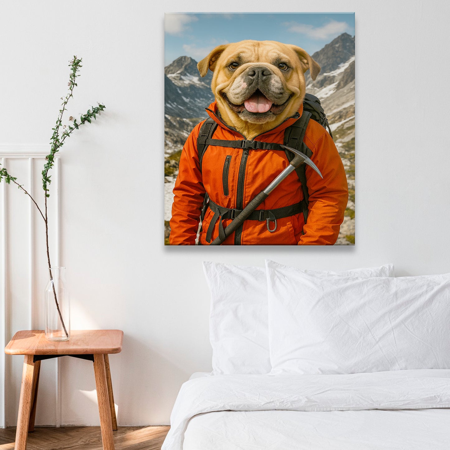 Custom Photo Mountaineer Climbing Dog Canvas Gift For Dog Lovers