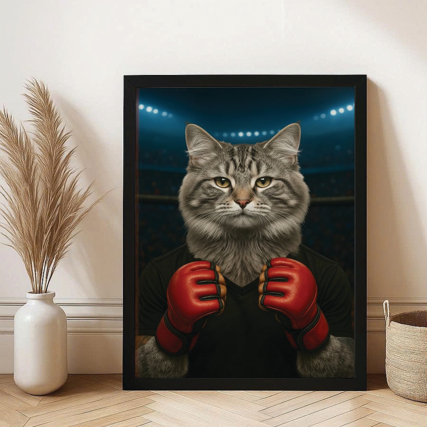 Custom Photo Mma Cat Canvas Framed Wall Art Gift For Cat Lovers