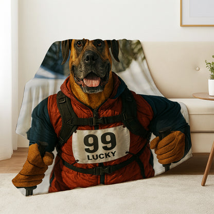 Custom Photo Cross Country Ski Dog BlanketGift For Dog Lovers