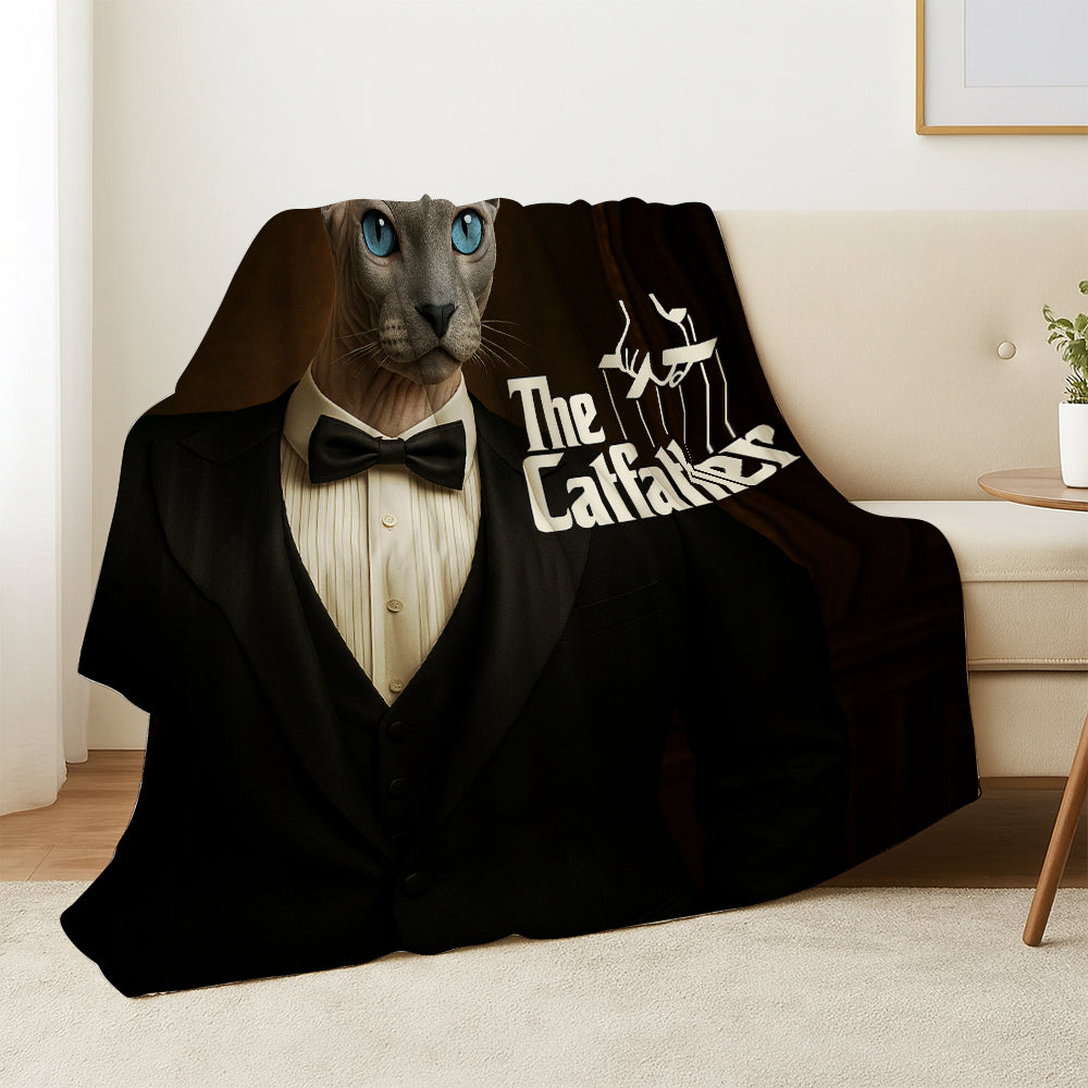 Custom Photo Cat Father Blanket _ Gift For Cat Lovers