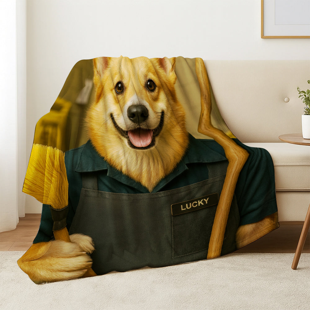 Custom Photo Janitor Dog BlanketGift For Dog Lovers