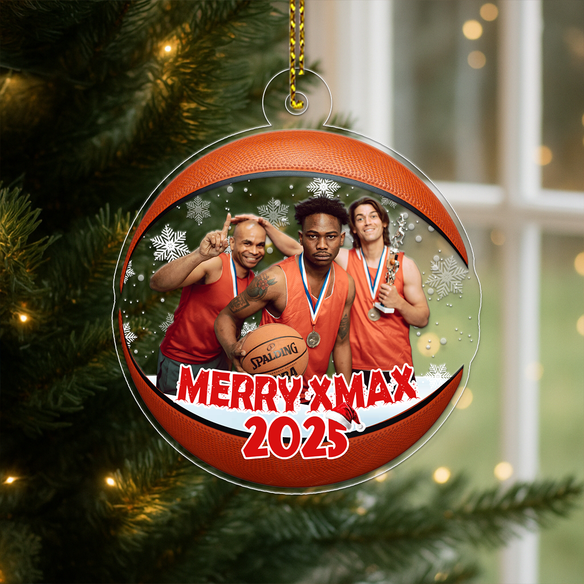 Custom Photo Basketball Team Christmas Acrylic Ornament Christmas Gift