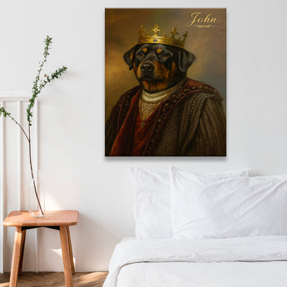 Custom Photo Crown King Dog Canvas Gift For Dog Lovers