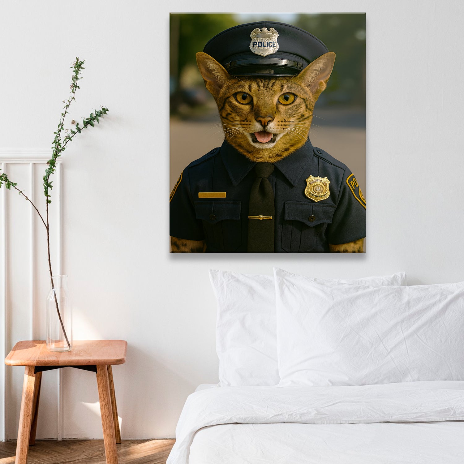Custom Photo Police 2 Cat Canvas Gift For Cat Lovers