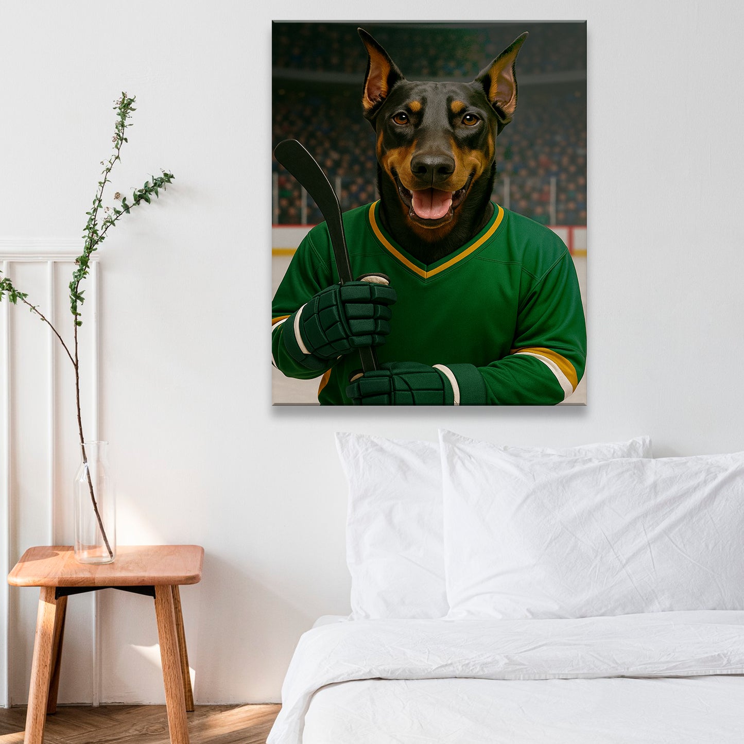 Custom Photo Hockey Player Dog Canvas Gift For Dog Lovers