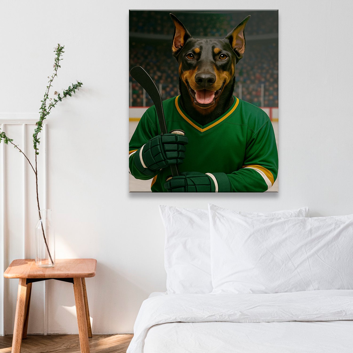 Custom Photo Hockey Player Dog Canvas Gift For Dog Lovers