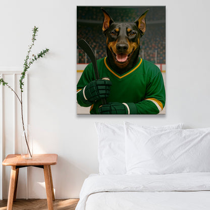 Custom Photo Hockey Player Dog Canvas Gift For Dog Lovers