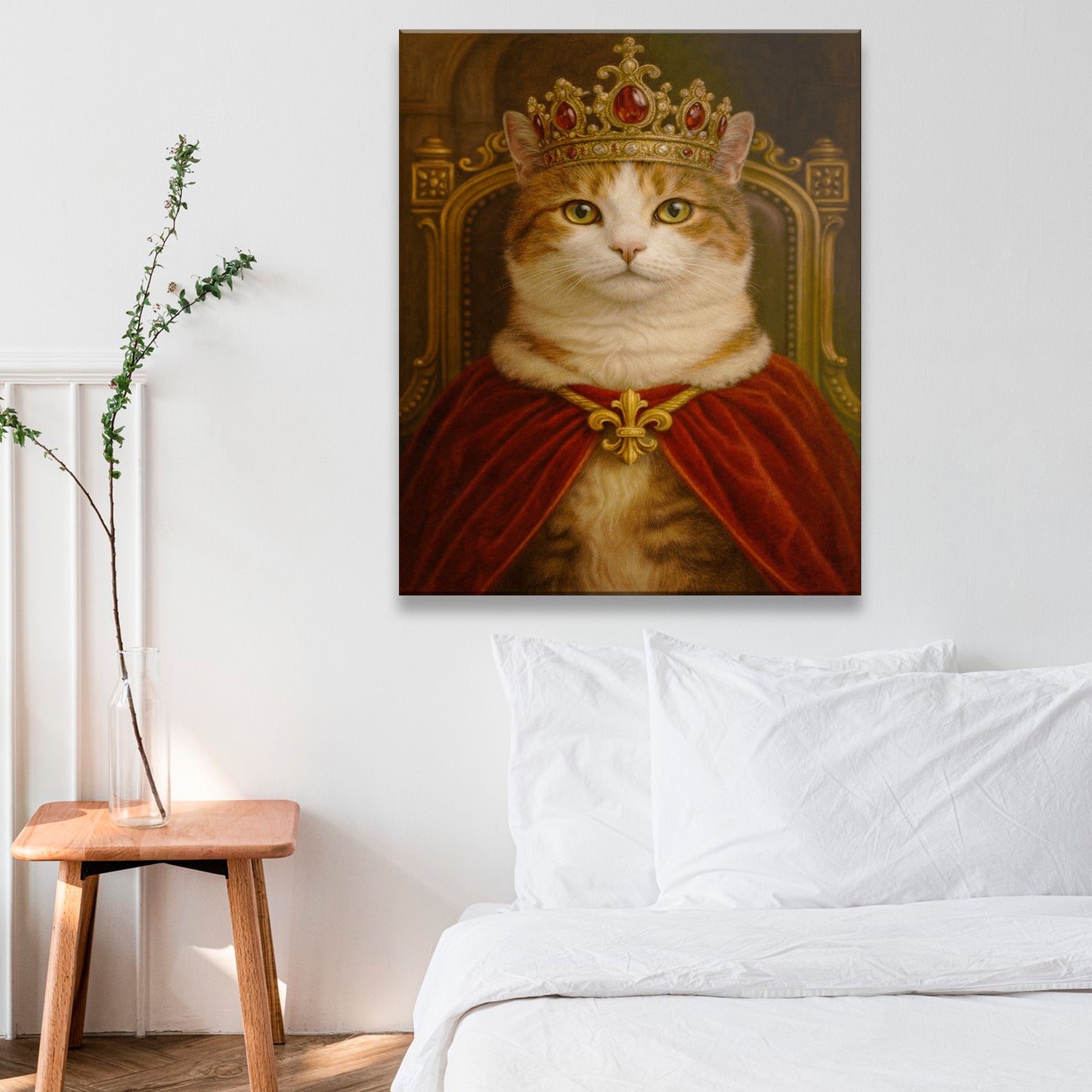 Custom Photo Royal Cat Potrait Canvas Gift For Cat Lovers