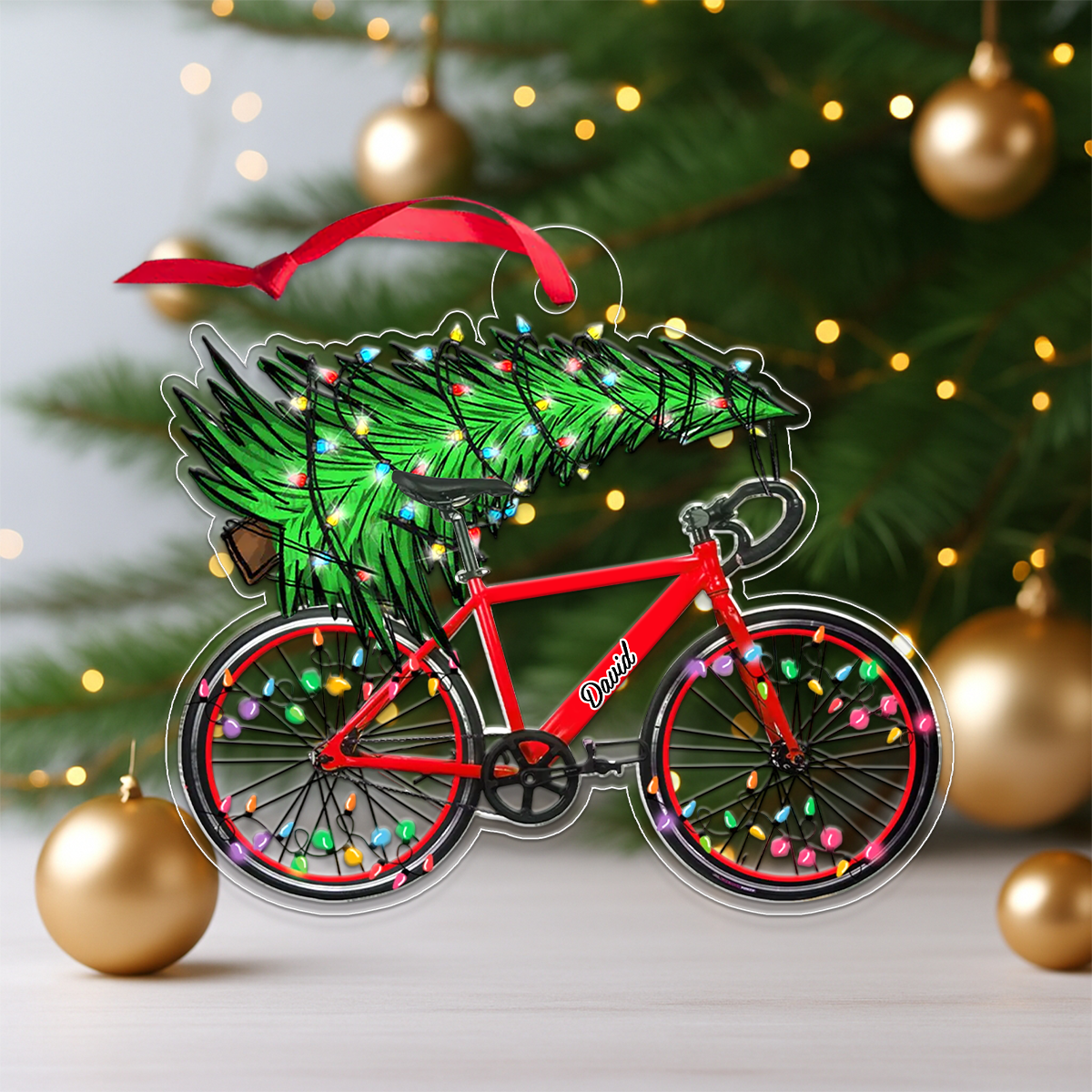 Custom Name Bicycle Xmas Tree