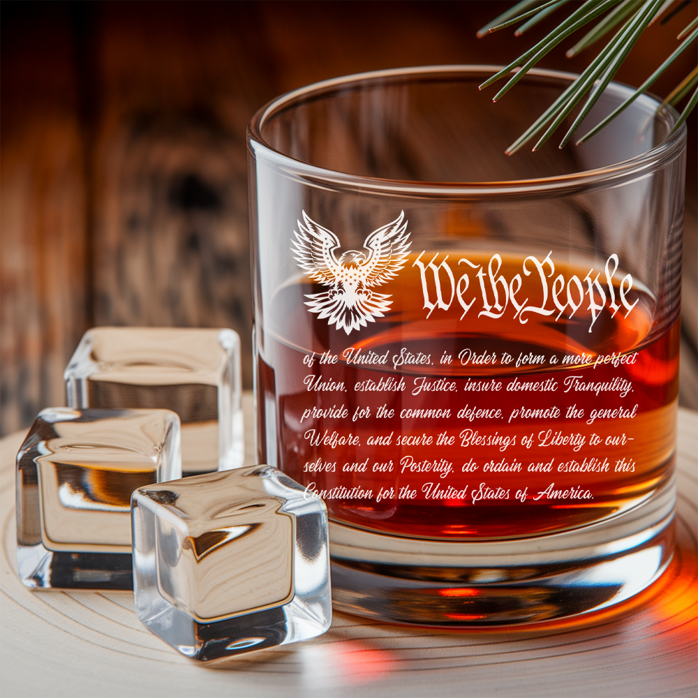 We The People America 250 Years Engraved Whiskey Decanter Set, Patriotic USA Bourbon Gift THUC99