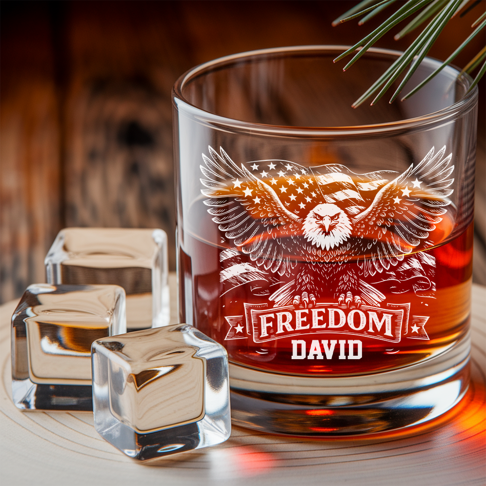 America Freedom 250 Years Engraved Whiskey Decanter Set, Personalized Patriotic Eagle Gift THUC99