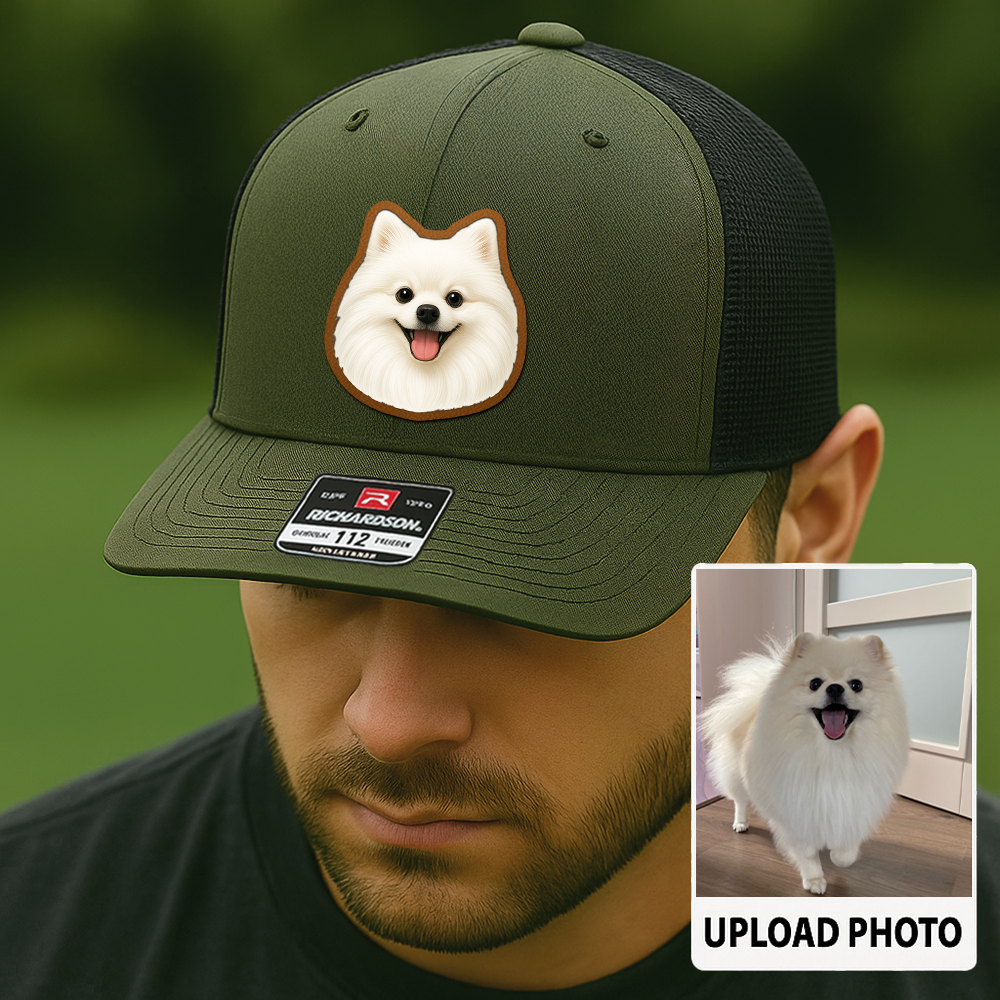 Custom Pet Printed Leather Hat – Unique Trucker Cap with Your Pet's Picture – Personalized Dog Gift TH995
