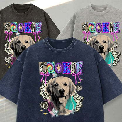 Personalized Photo Dog Unisex T-Shirt, Custom Pet Wash Shirt, Dog Face Tee Gift THUC99