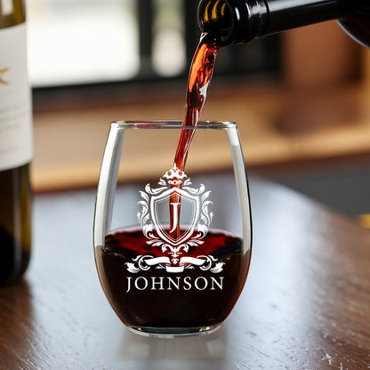 Personalized Bride and Groom Wedding Gifts, Custom Monogram Steamless Wine Glass | Wedding Bridesmaids Wine Glass | Engraved Wine Glass