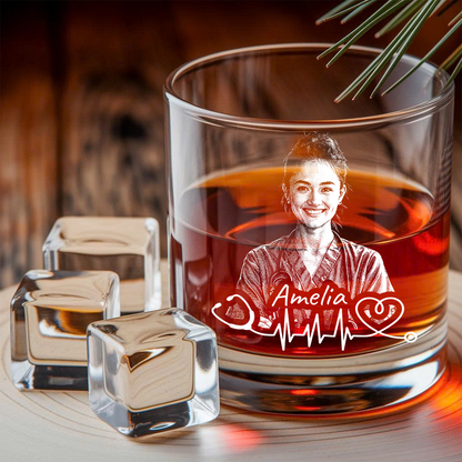 Custom Photo Nurse or Doctor Whiskey Decanter Set, Personalized Name Medical Decanter THUC99
