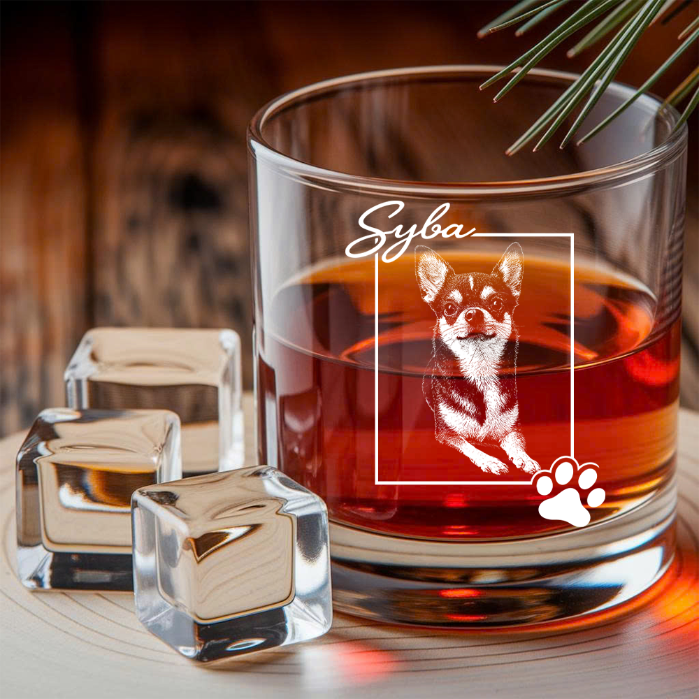 Custom Photo Dog Paw Whiskey Decanter Set with Name, Personalized Dog Lover Gift THUC99
