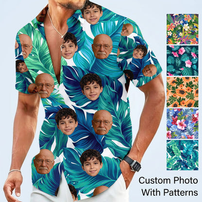 Custom Photo Grandpa Hawaiian Shirt, Matching Family Hawaiian Shirt, Dad Summer Beach Gift THUC99