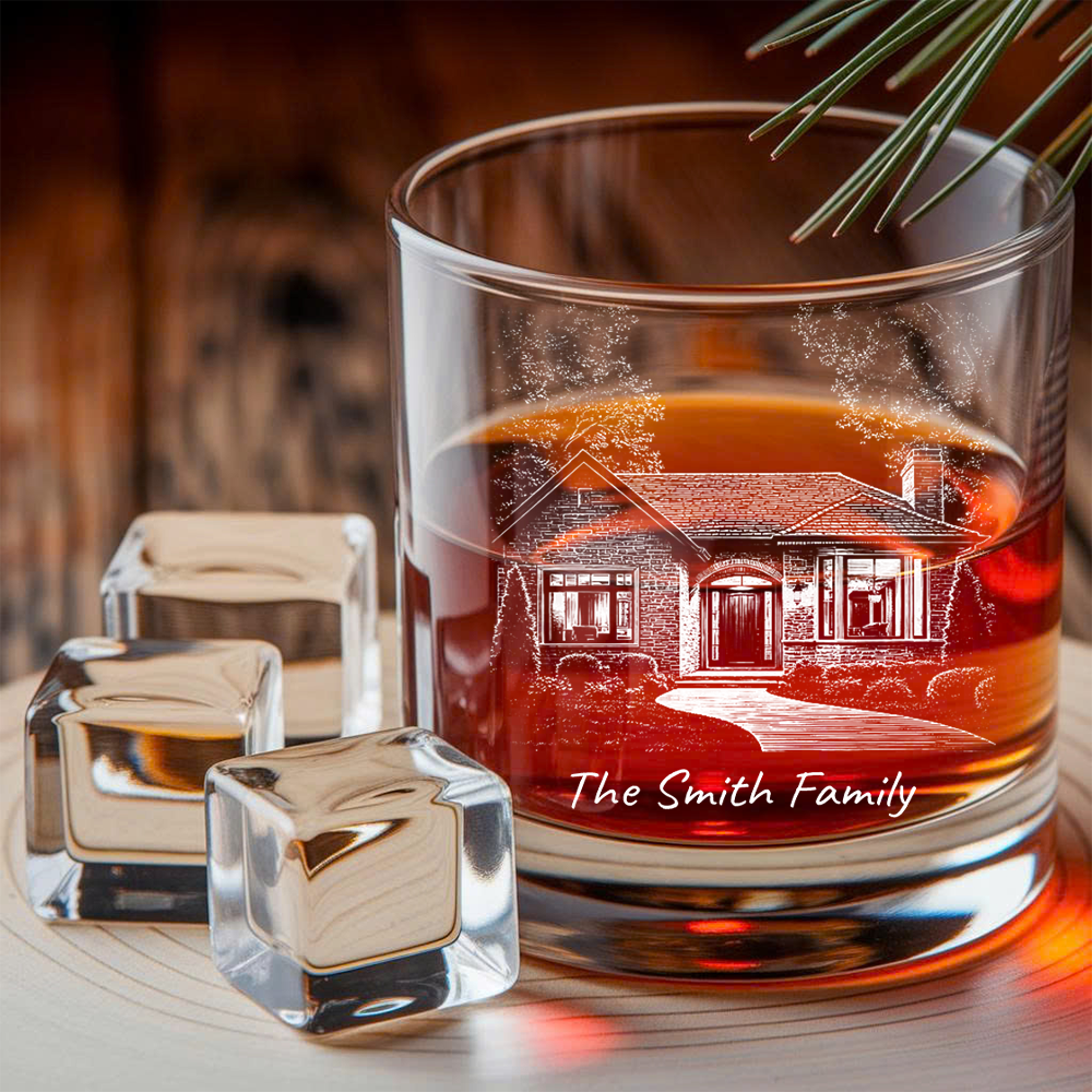 Custom Photo House Whiskey Decanter Set, Personalized Family Gift THUC99