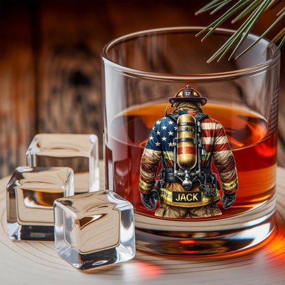 Firefighter Personalized Whiskey Decanter Set, Custom Name Glass Gift