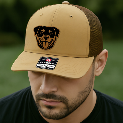Custom Pet Photo Trucker Hat – Personalized Leather Patch Hat – Dog Portrait Gift – Custom Pet Face Hat P99A19