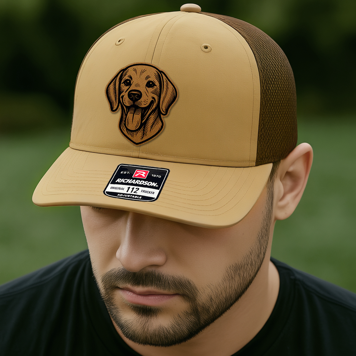 Custom Pet Photo Trucker Hat – Personalized Leather Patch Hat – Dog Portrait Gift – Custom Pet Face Hat P999