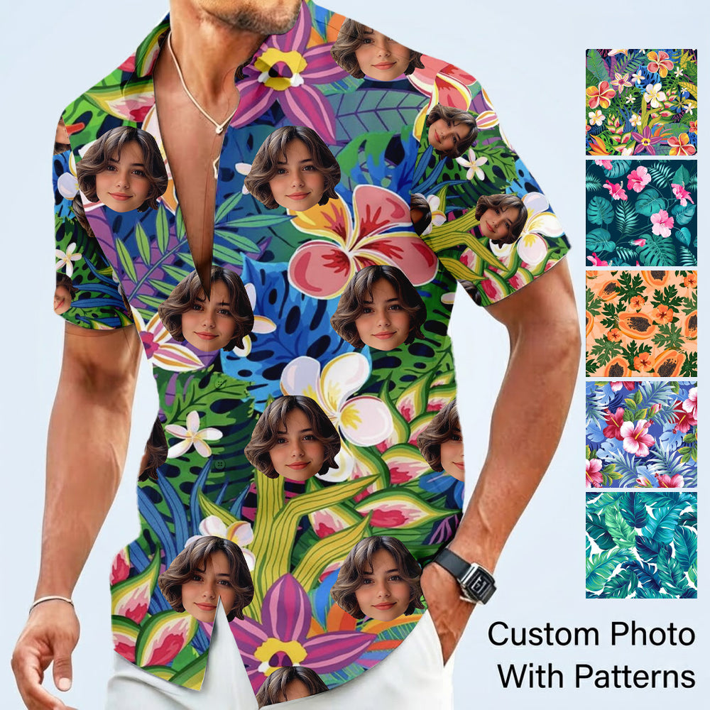 Custom Photo Face Hawaiian Shirt, Personalized Tropical Vacation Shirt, Family Matching Outfit THUC99