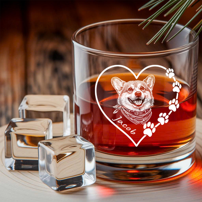 Custom Photo Dog Heart Shape Whiskey Decanter Set with Name, Dog Lover Gift THUC99