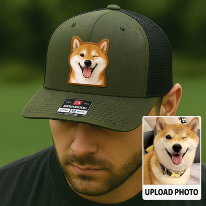Custom Dog Photo Hat – Personalized Leather Patch Cap – Memorial or Birthday Gift for Dog TH994