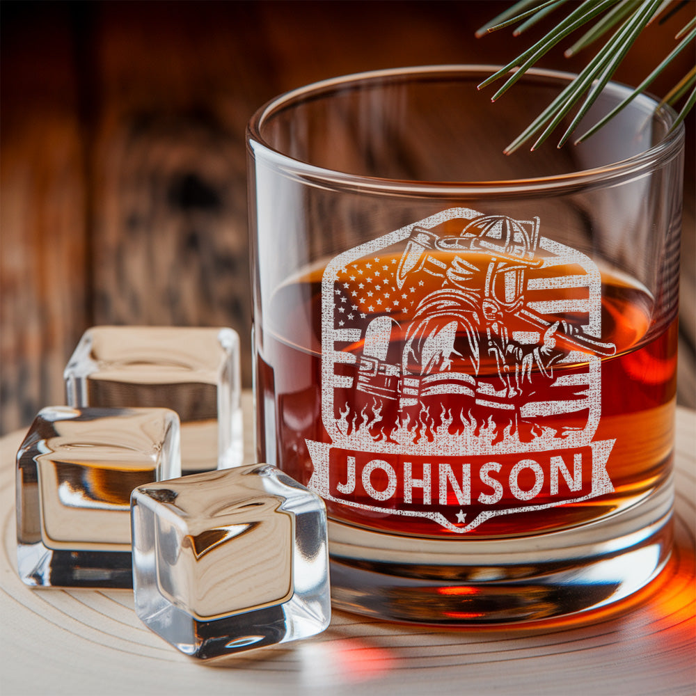 Personalized Firefighter Wife Decanter Set – Custom Name Whiskey Gift for Firefighter Family