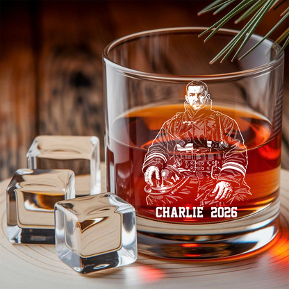 Custom Photo Firefighter Whiskey Decanter Set, Personalized Name For Dad, Retirement Gift THUC99