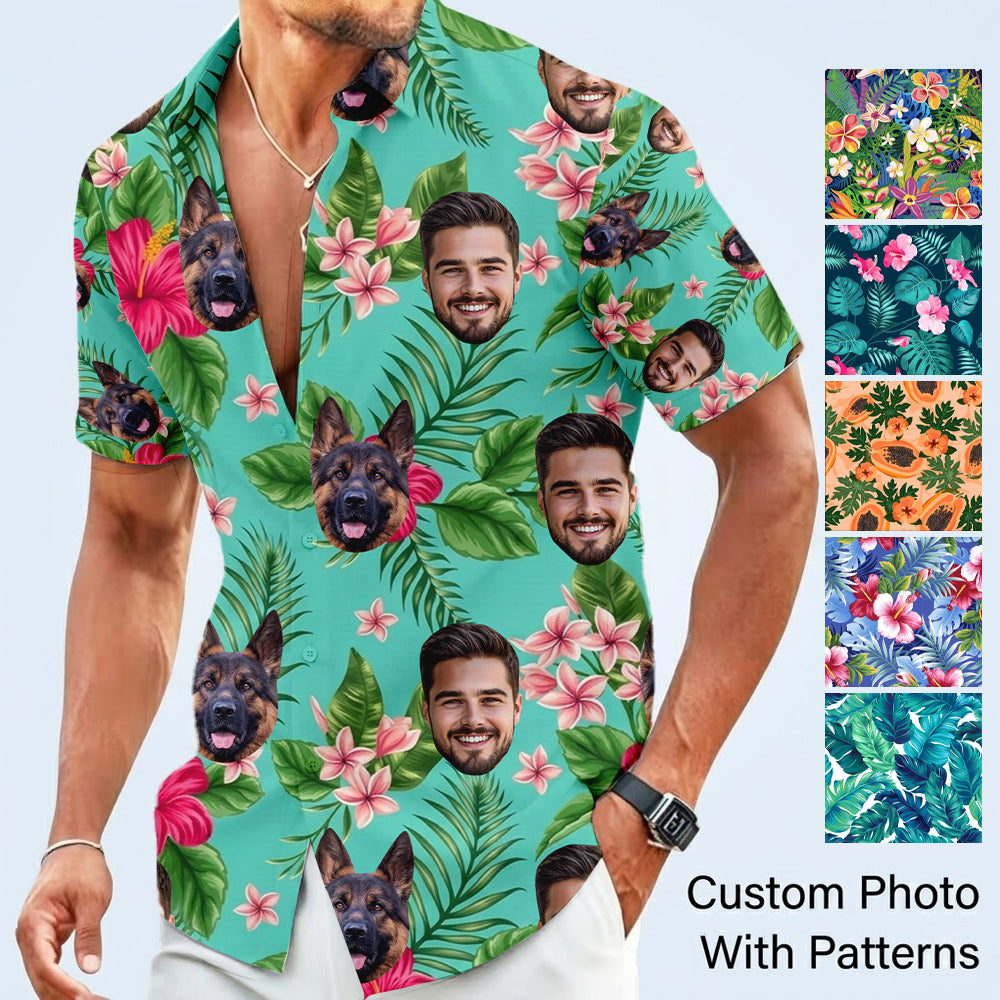 Custom Photo Dog Hawaiian Shirt, Personalized Pet Aloha Shirt, Family Matching Summer Outfit THUC99