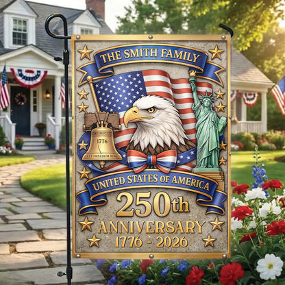 Custom Family Name USA Flag 250th Anniversary Patriotic Outdoor Decor Eagle Design
