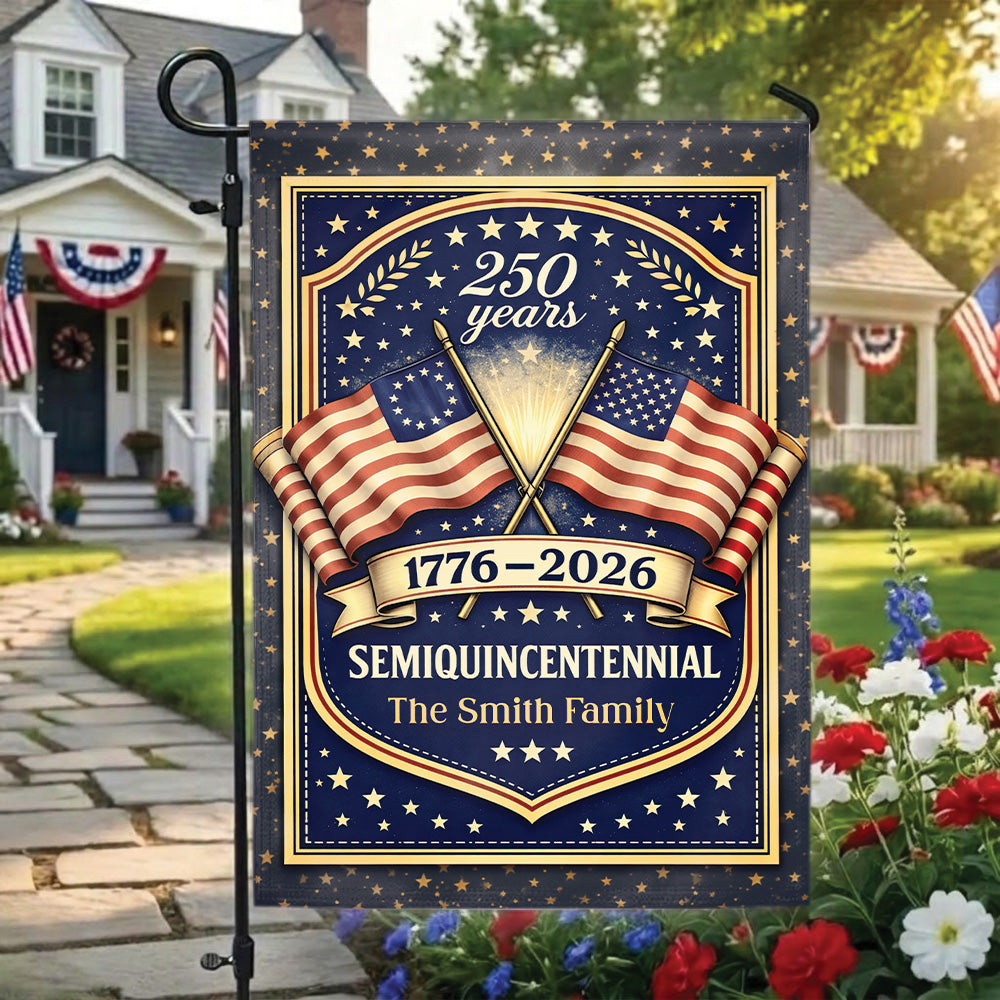 Custom American Flag 1776–2026 250 Years Independence Garden Flag Family Name Gift