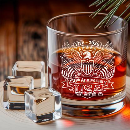 America 1776–2026 250 Years Engraved Whiskey Decanter Set, Patriotic Eagle Bourbon Gift THUC99