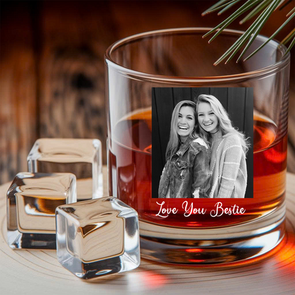 Custom Photo Besties Black And White Whiskey Decanter, Personalized Family Gift THUC99