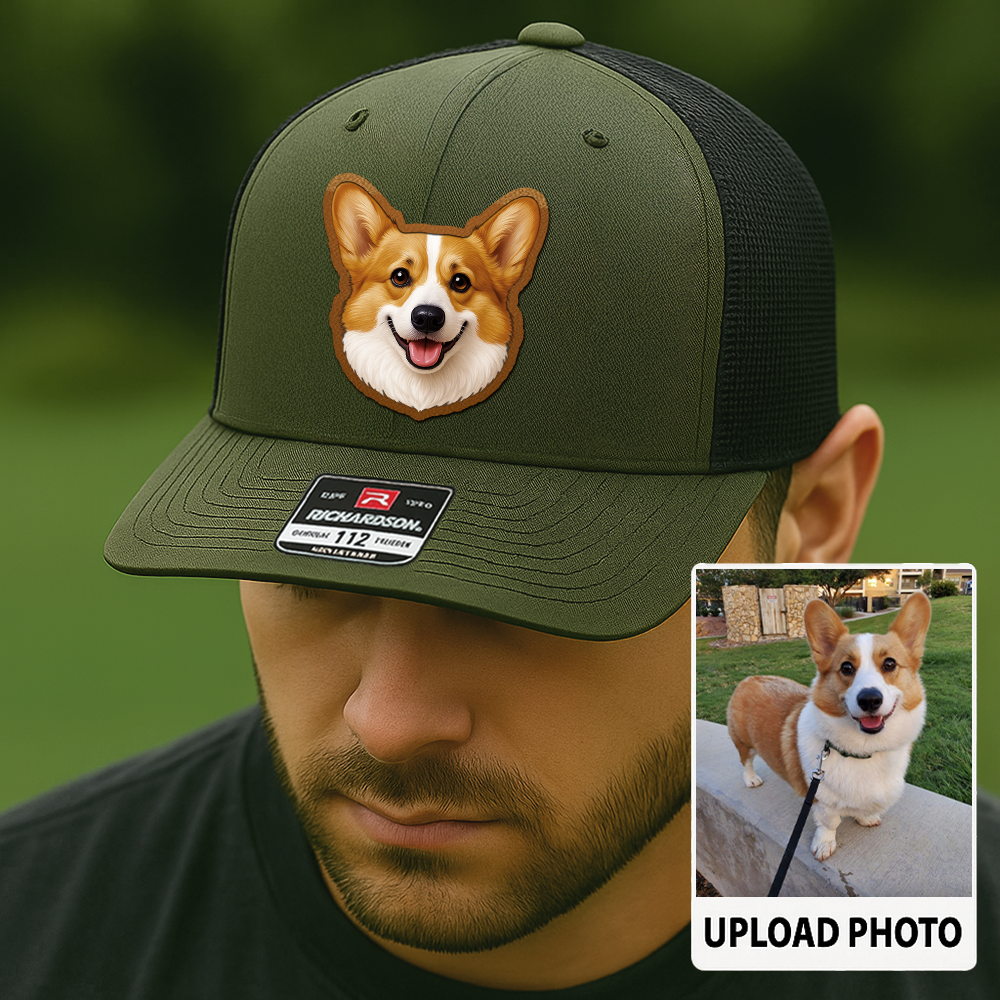 Custom Pet Printed Leather Hat – Unique Trucker Cap with Your Pet's Picture – Personalized Dog Gift TH996