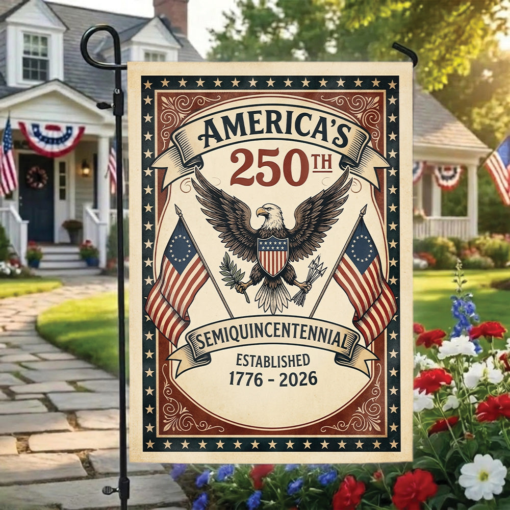 America 250th Semiquincentennial Garden Flag 1776-2026, Patriotic USA Flag, Independence Day 4th of July Outdoor Decor