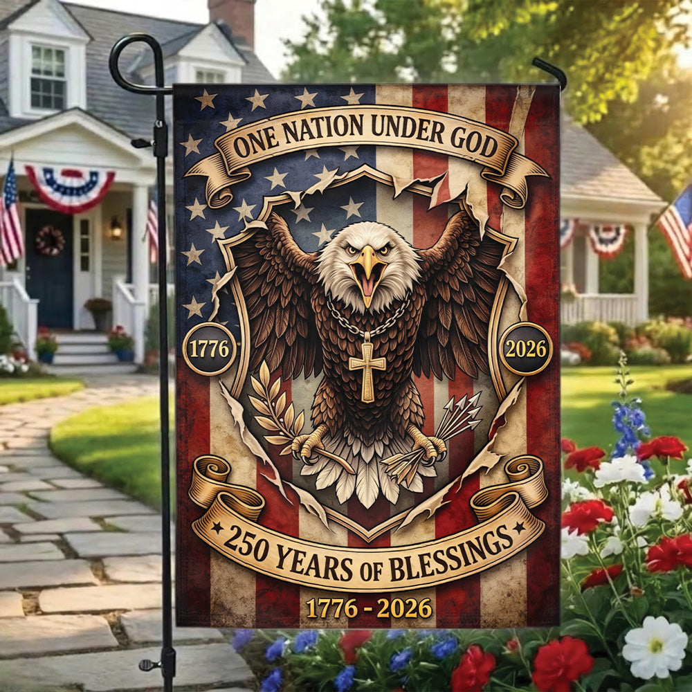 Christian USA 250th Anniversary Garden Flag One Nation Under God Patriotic Decor