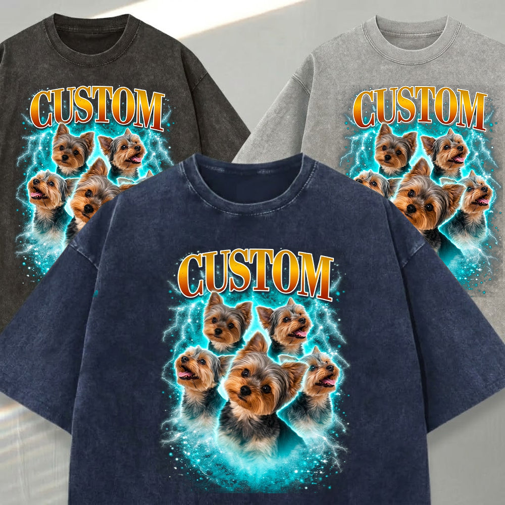 Personalized Dog Photo T-Shirt, Custom Pet Wash Shirt THUC99
